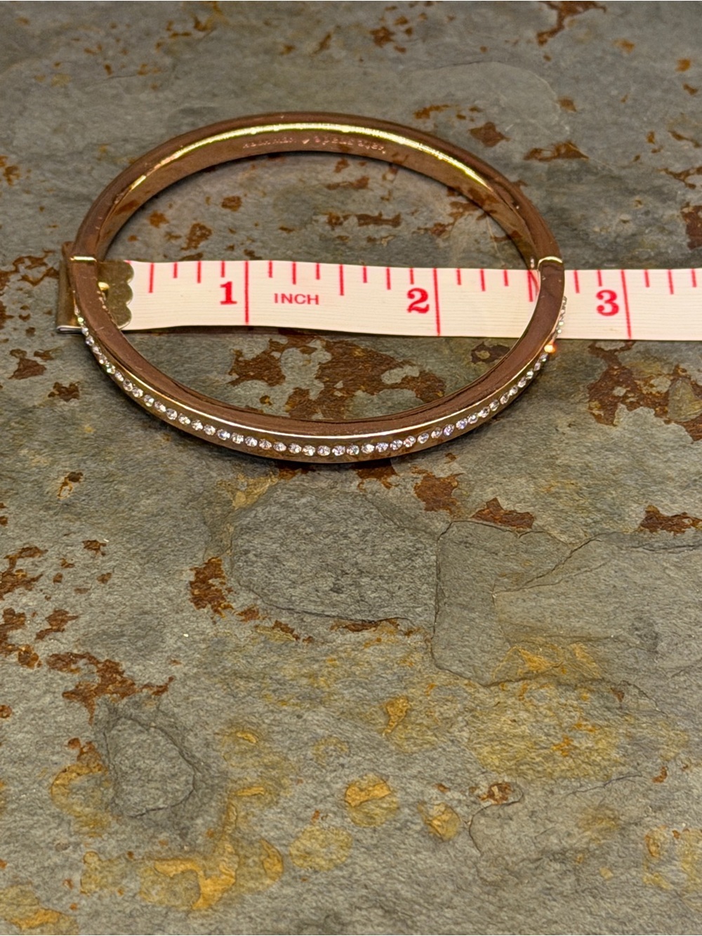 kate spade Rose Gold Crystal-Accented Hinged Bangle Bracelet - Picture 2 of 8